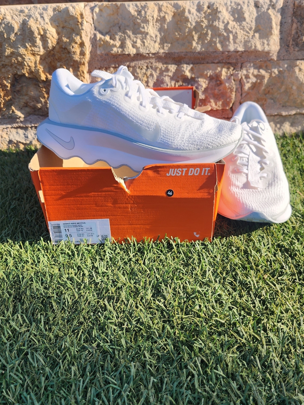 Womens Nike Motive White On White Running Shoe